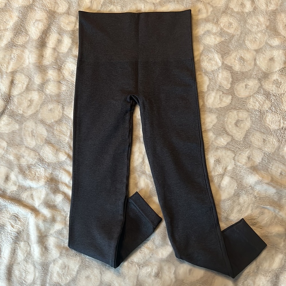 Spanx Look at Me Now Leggings Side Stripe Gray Size Medium